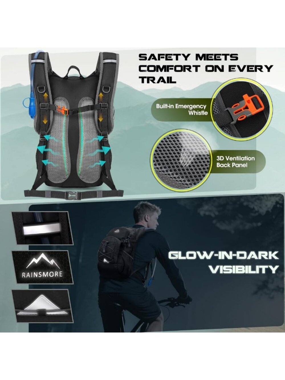 Lightweight 18L Hydration Backpack with Bladder for Hiking, Running & Cycling - Picture 7 of 9